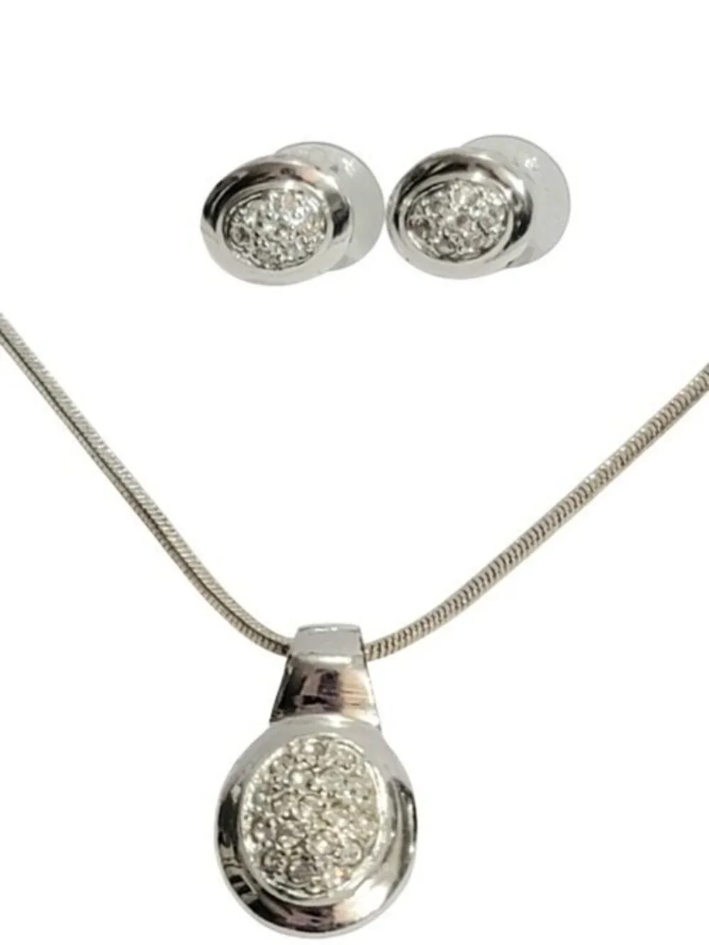 Blue Crystal Silver-Tone Vintage Necklace Set